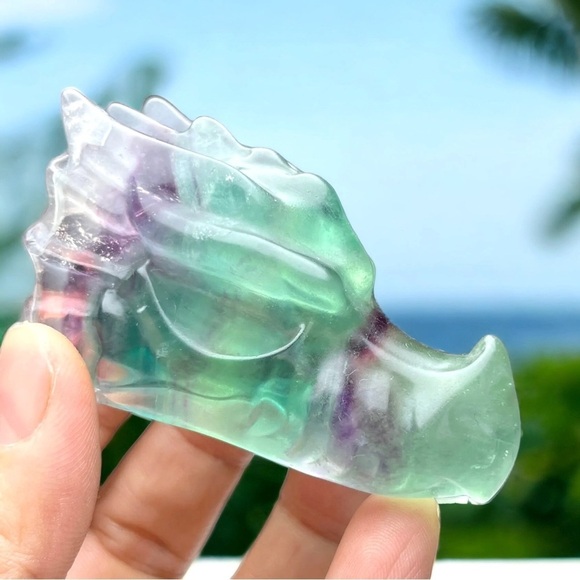 Rainbow Fluorite Large Dragon Hand Carved Crystal Gemstone - Picture 3 of 3